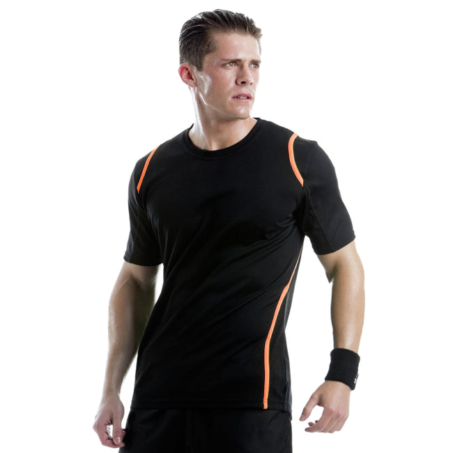 Black-Fluorescent Orange - Back - Gamegear® Cooltex® Short Sleeved T-Shirt - Mens Sportswear