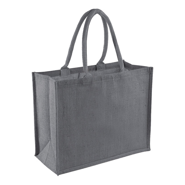 Graphite Grey-Graphite Grey - Front - Westford Mill Classic Jute Shopper Bag (21 Litres) (Pack of 2)