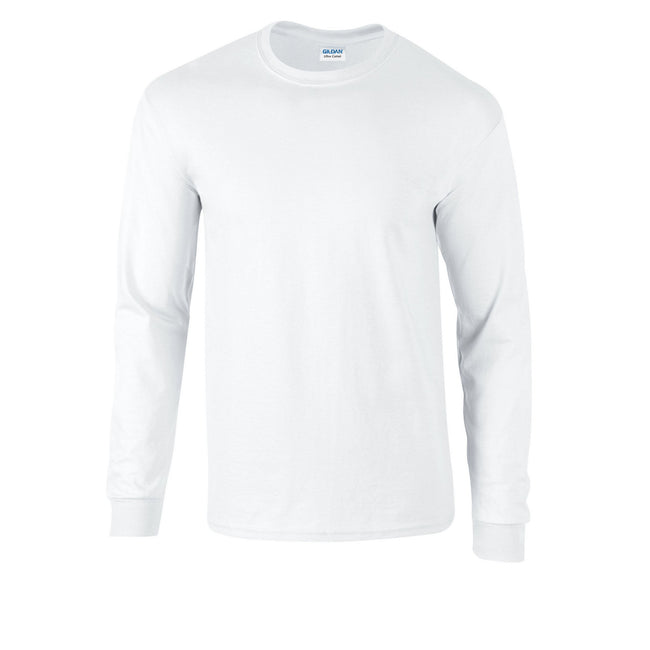White - Front - Gildan Mens Long Sleeve Hammer Shirt