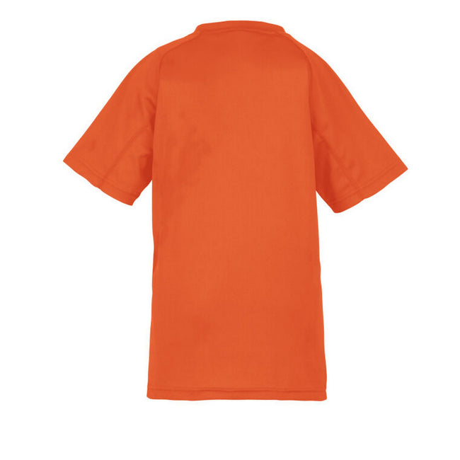 Fluorescent Orange - Back - Spiro Impact Childrens-Kids Junior Performance Aircool T-Shirt