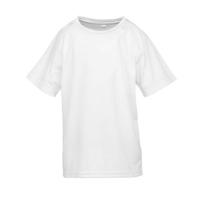 White - Front - Spiro Impact Childrens-Kids Junior Performance Aircool T-Shirt