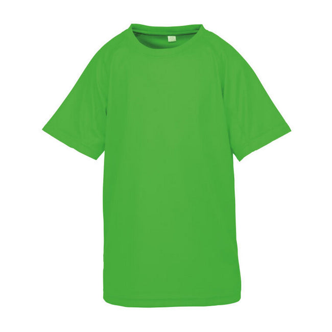Fluorescent Green - Front - Spiro Impact Childrens-Kids Junior Performance Aircool T-Shirt