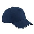 French Navy-White - Front - Beechfield Adults Unisex Authentic 5 Panel Piped Peak Cap