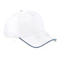 White-French Navy - Front - Beechfield Adults Unisex Authentic 5 Panel Piped Peak Cap