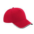 Classic Red-Black-White - Front - Beechfield Adults Unisex Authentic 5 Panel Piped Peak Cap