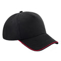 Black-Classic Red - Front - Beechfield Adults Unisex Authentic 5 Panel Piped Peak Cap