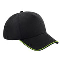 Black-Lime Green - Front - Beechfield Adults Unisex Authentic 5 Panel Piped Peak Cap