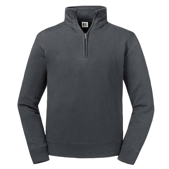 Convoy Grey - Front - Russell Mens Authentic Quarter Zip Sweatshirt