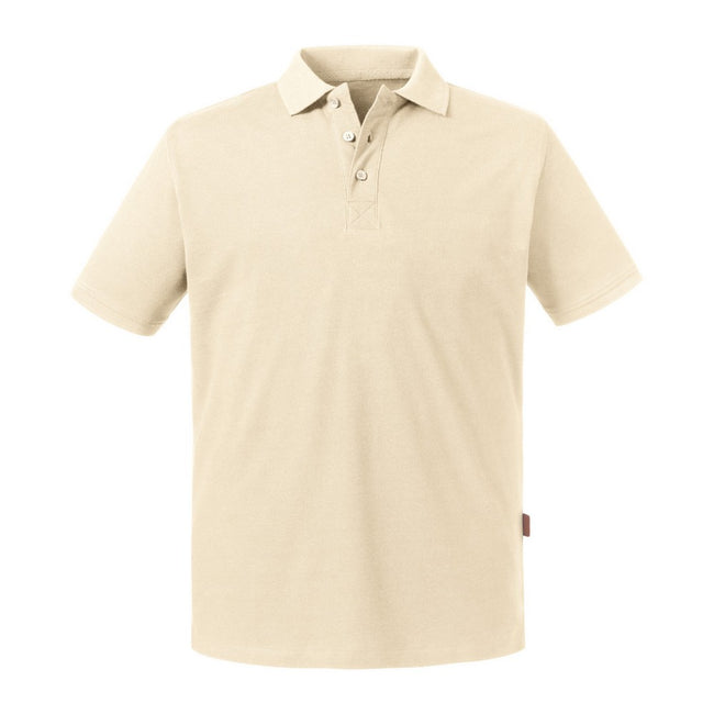 Natural - Front - Russell Mens Pure Organic Polo
