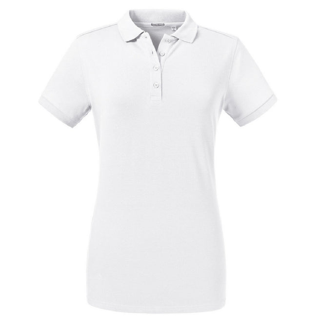 White - Front - Russell Womens-Ladies Tailored Stretch Polo