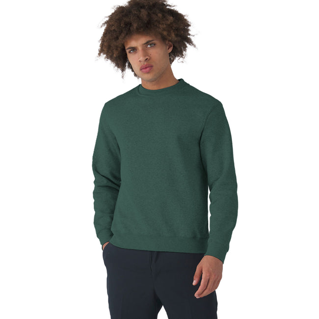 Heather Dark Green - Back - B&C Mens Set In Sweatshirt