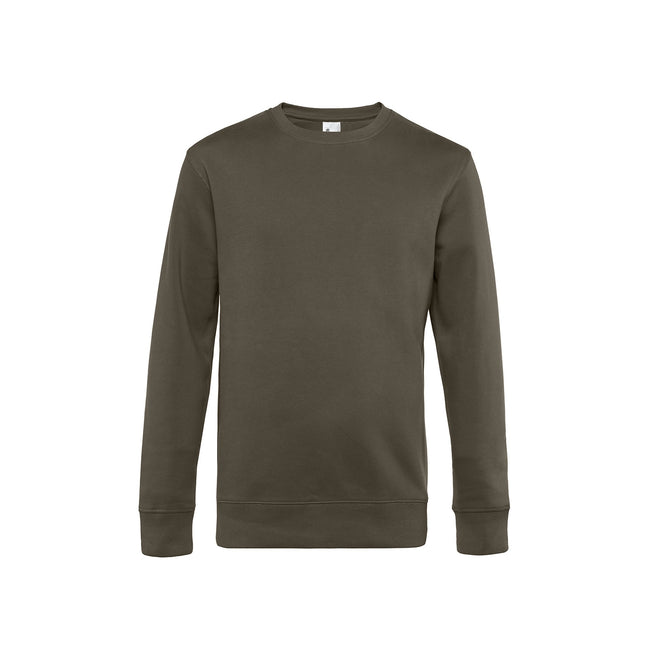 Khaki - Front - B&C Mens King Crew Neck Sweater