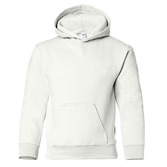 White - Front - Gildan Heavy Blend Childrens Unisex Hooded Sweatshirt Top - Hoodie