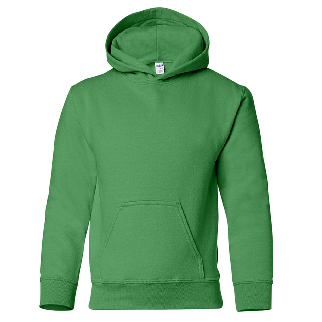 Irish Green - Front - Gildan Heavy Blend Childrens Unisex Hooded Sweatshirt Top - Hoodie