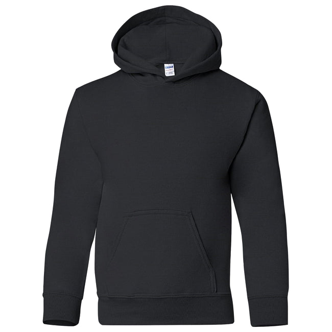 Black - Front - Gildan Heavy Blend Childrens Unisex Hooded Sweatshirt Top - Hoodie