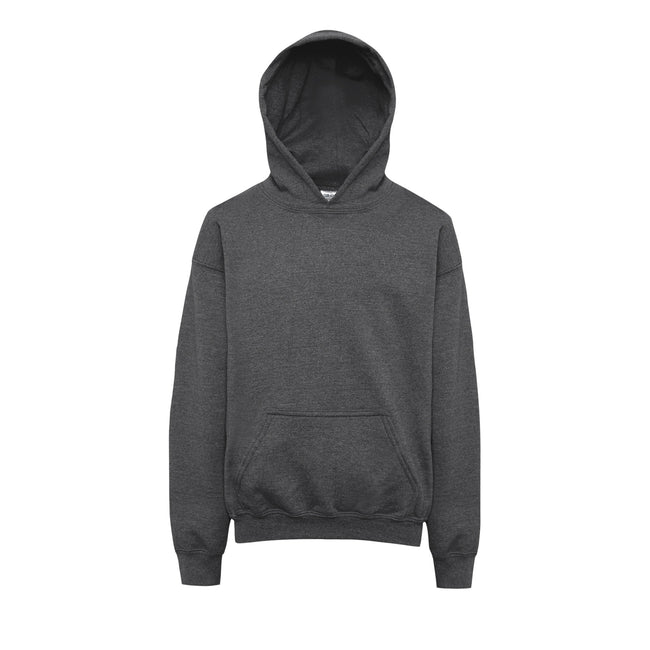 Dark Heather - Front - Gildan Heavy Blend Childrens Unisex Hooded Sweatshirt Top - Hoodie