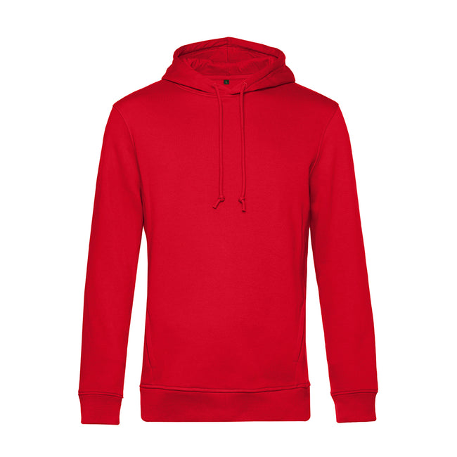 Red - Front - B&C Mens Organic Hooded Sweater
