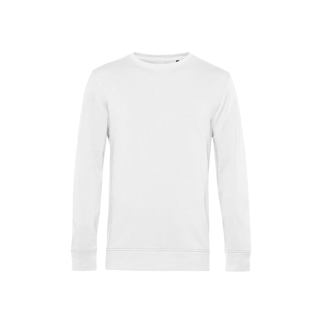 White - Front - B&C Mens Organic Crew Neck Sweat