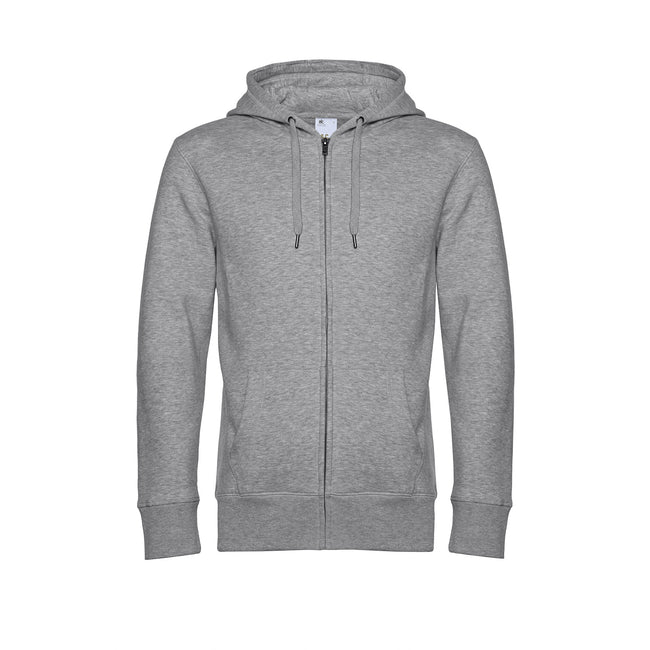 Heather Grey - Front - B&C Mens King Zipped Hooded Sweat