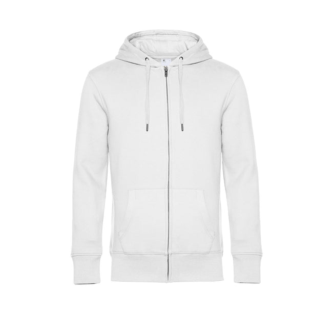 White - Front - B&C Mens King Zipped Hooded Sweat