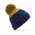 Oxford Navy-Mustard - Front - Beechfield Unisex Adult Apres Beanie
