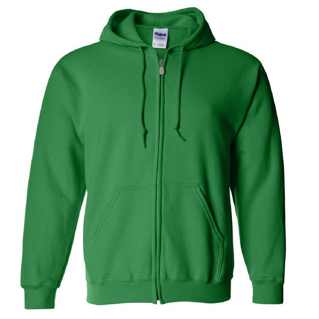 Irish Green - Front - Gildan Heavy Blend Unisex Adult Full Zip Hooded Sweatshirt Top