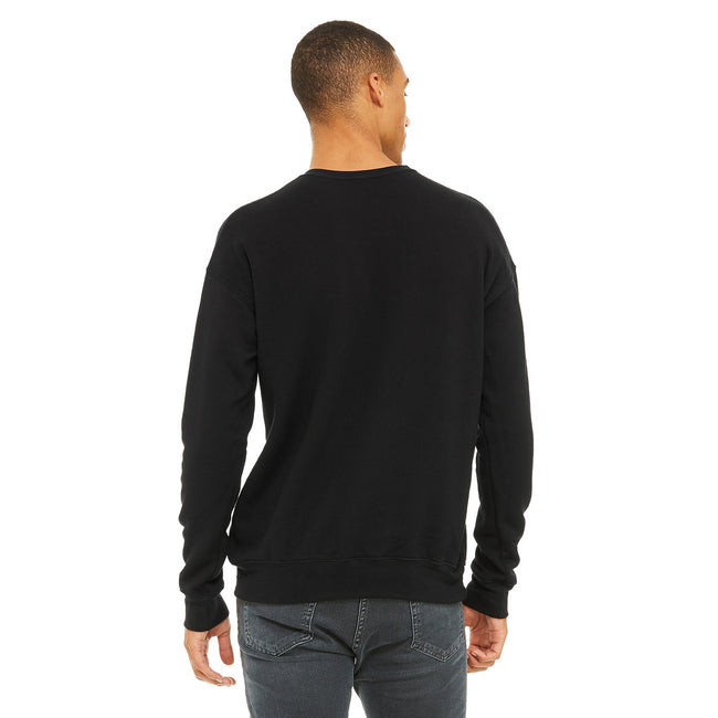 Black - Back - Bella + Canvas Unisex Adult Fleece Drop Shoulder Sweatshirt