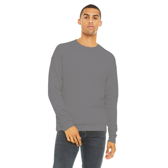 Carbon Grey Heather - Side - Bella + Canvas Unisex Adult Fleece Drop Shoulder Sweatshirt