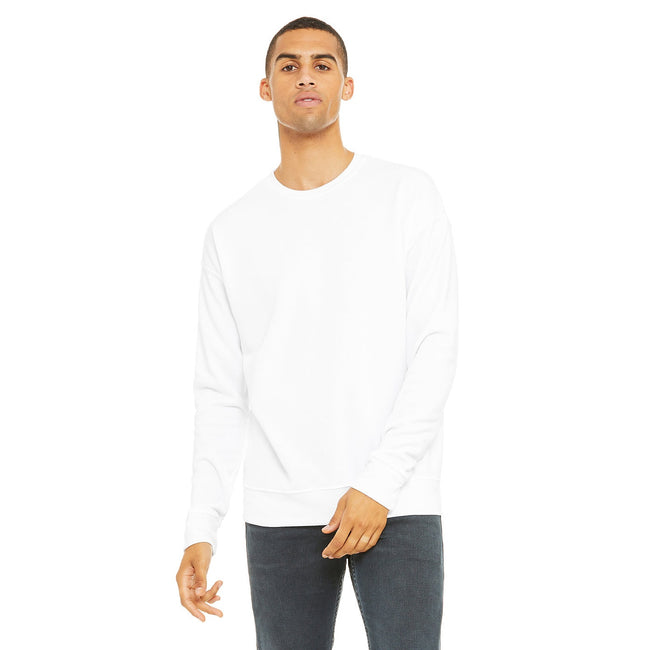 White - Front - Bella + Canvas Unisex Adult Fleece Drop Shoulder Sweatshirt