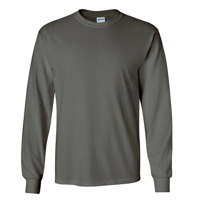 Irish Green - Pack Shot - Gildan Mens Plain Crew Neck Ultra Cotton Long Sleeve T-Shirt