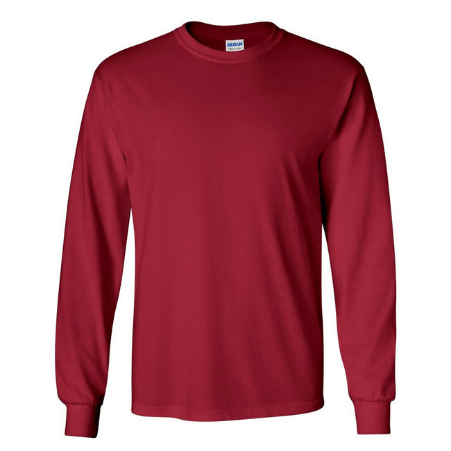 Cardinal - Front - Gildan Mens Plain Crew Neck Ultra Cotton Long Sleeve T-Shirt