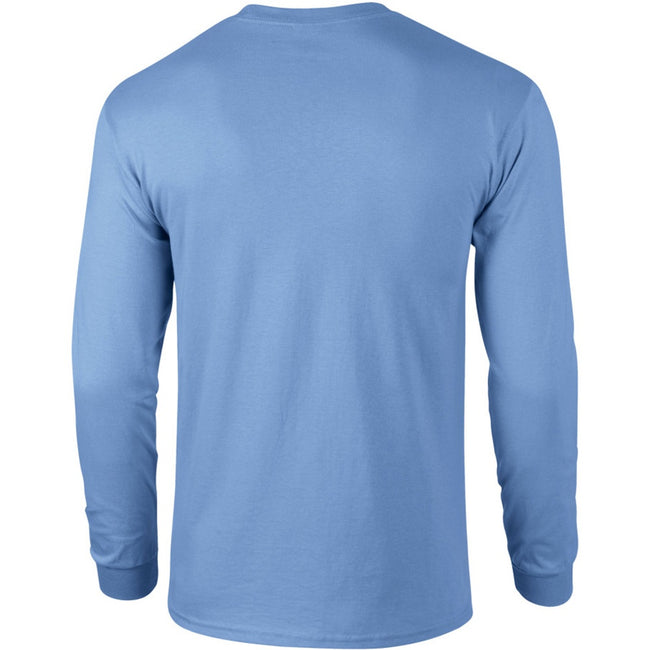 Dark Chocolate - Close up - Gildan Mens Plain Crew Neck Ultra Cotton Long Sleeve T-Shirt
