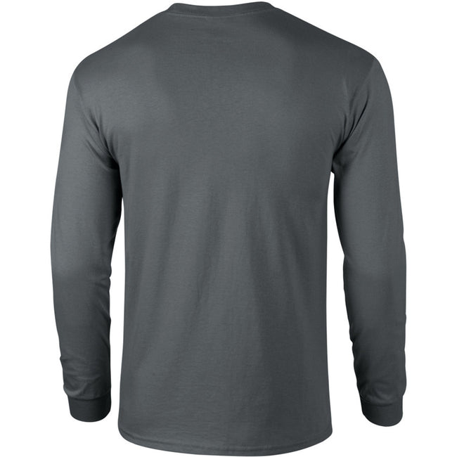 Forest Green - Close up - Gildan Mens Plain Crew Neck Ultra Cotton Long Sleeve T-Shirt