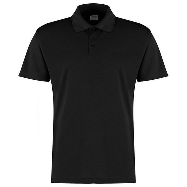 Black - Front - Kustom Kit Mens Micro Mesh Short-Sleeved Polo Shirt
