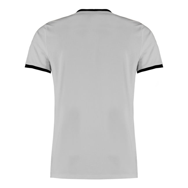 Light Grey-Black Marl - Side - Kustom Kit Mens Ringer T-Shirt