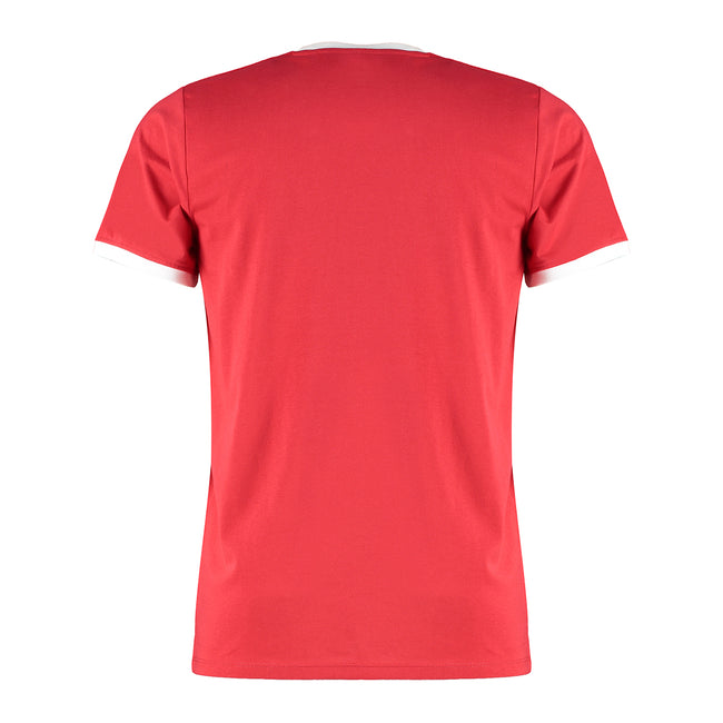 Red-White - Back - Kustom Kit Mens Ringer T-Shirt