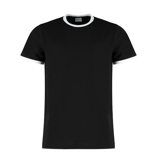 Black-White - Front - Kustom Kit Mens Ringer T-Shirt