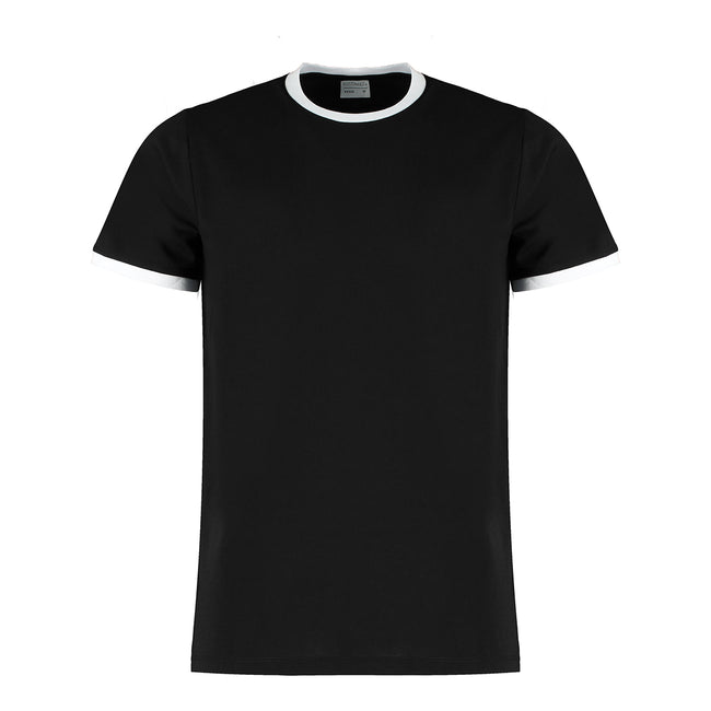 Black-White - Front - Kustom Kit Mens Ringer T-Shirt