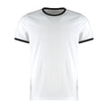 White-Black - Front - Kustom Kit Mens Ringer T-Shirt