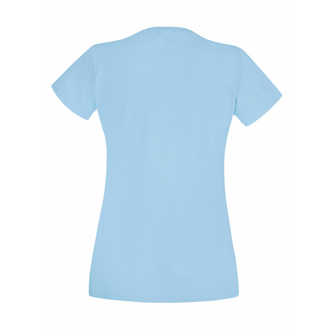 Sky Blue - Back - Fruit Of The Loom Ladies-Womens Lady-Fit Valueweight Short Sleeve T-Shirt (Pack Of 5)