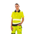 Fluorescent Yellow - Back - Result Genuine Recycled Womens-Ladies Safety Polo Shirt