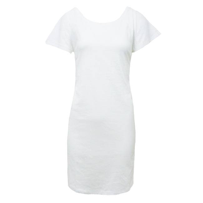 White - Front - Mantis Womens-Ladies Loose Fit T-Shirt Dress