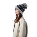 Steel Blue - Side - Beechfield Hygge Striped Beanie