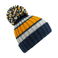 Dijon-Blue - Front - Beechfield Hygge Striped Beanie