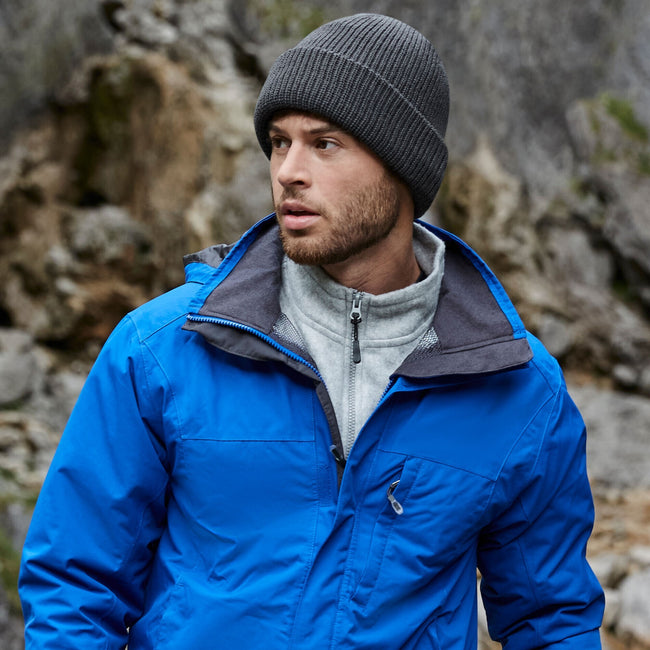 Black - Back - Beechfield Elements Water Repellent Beanie