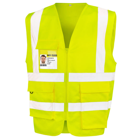 Fluorescent Yellow - Front - WORK-GUARD by Result Unisex Adult Heavy Duty Security Vest