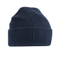 French Navy - Back - Beechfield Thinsulate Removable Patch Beanie