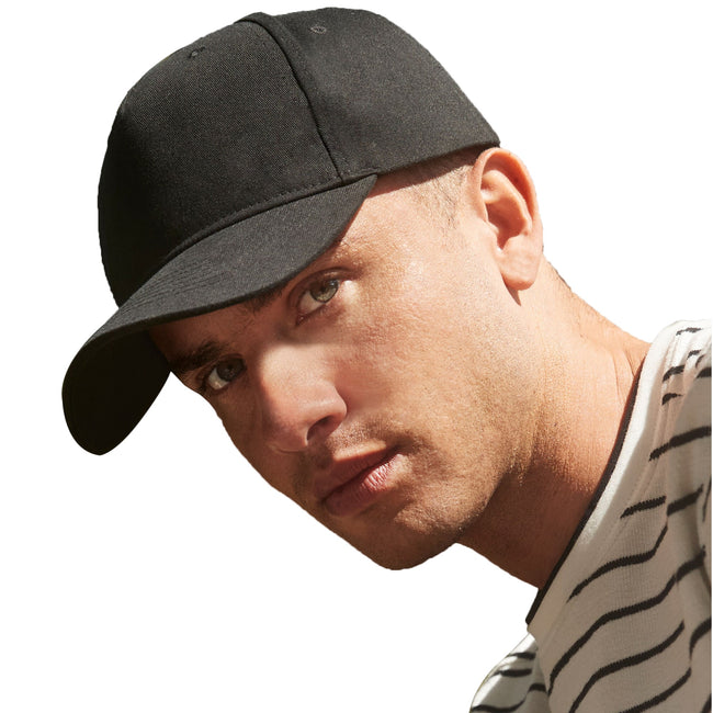 Black - Back - Beechfield Unisex Adult Organic Cotton 5 Panel Baseball Cap