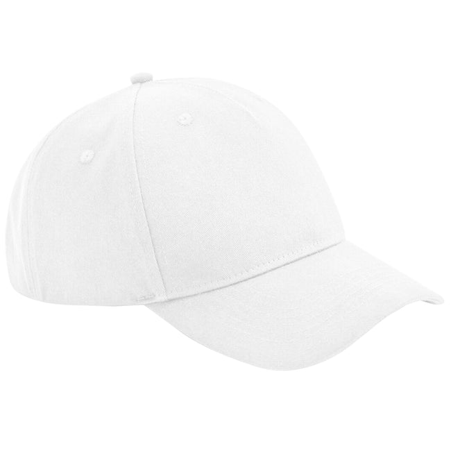 White - Front - Beechfield Unisex Adult Organic Cotton 5 Panel Baseball Cap