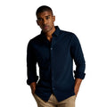 Navy - Side - Kustom Kit Mens Superwash 60°C Tailored Long-Sleeved Shirt